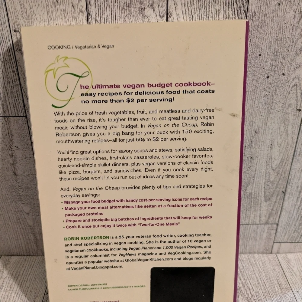 Vegan on the Cheap Cookbook by Robin Robertson - White Cover